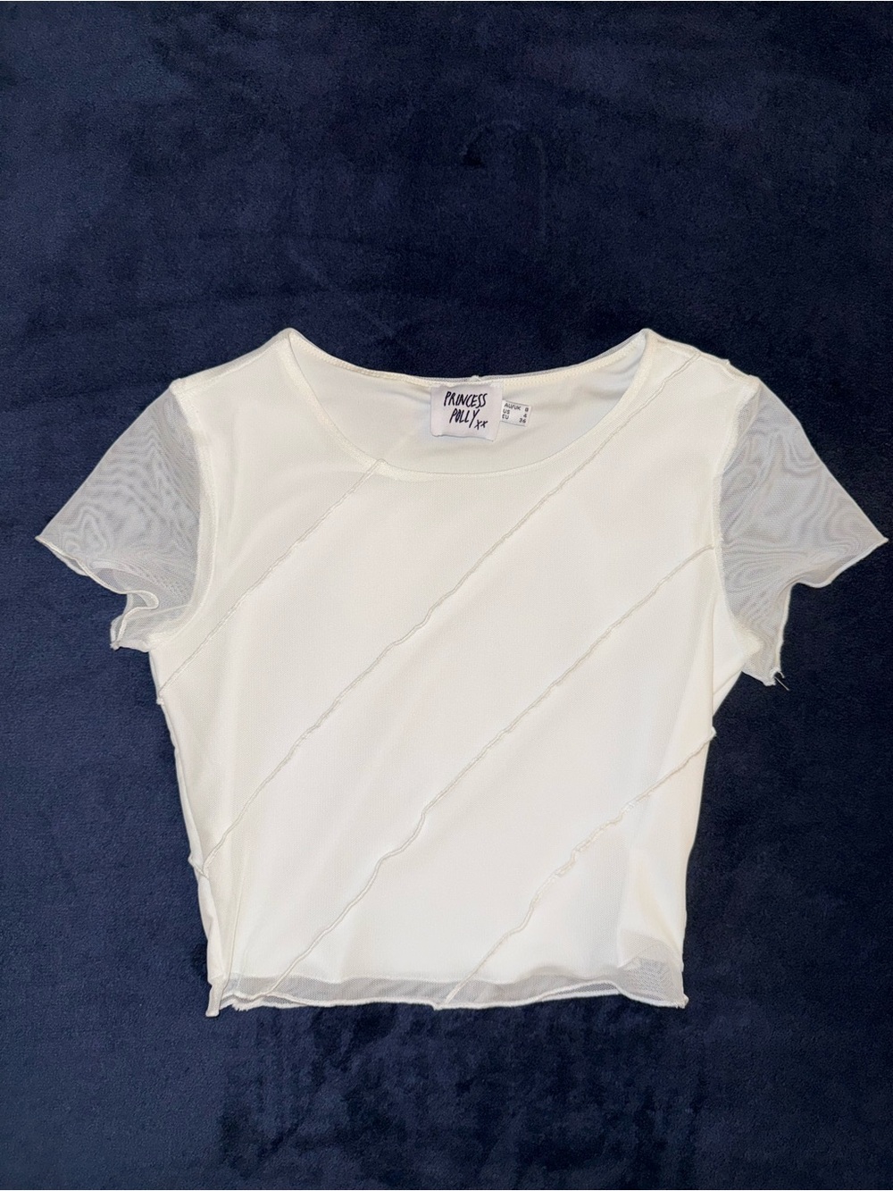 White Sheer Sleeve Crop Top and Skirt